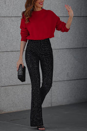 Glitter Sequin Women's High-Waisted Flared Pants