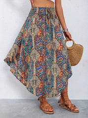 Jolie - Draped High Waist Maxi Skirt with Print for Women