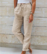 Casual Pants with Elastic Waist and Straight Legs