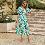 Josephine - Women's Midi Dress with Floral Print and V-neck