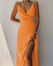 Aurelia - Satin Women's Maxi Dress with Ombre and Split