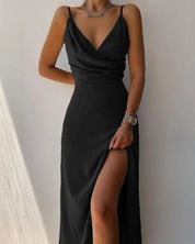 Aurelia - Satin Women's Maxi Dress with Ombre and Split