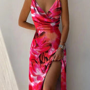 Aurelia - Satin Women's Maxi Dress with Ombre and Split