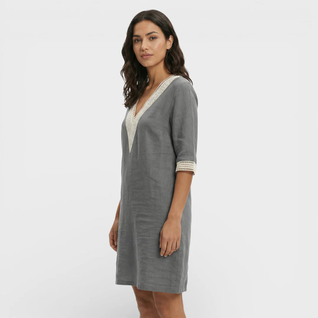 Summer Mini Dress With V Neck And Lace Detail For Women