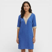Summer Mini Dress With V Neck And Lace Detail For Women