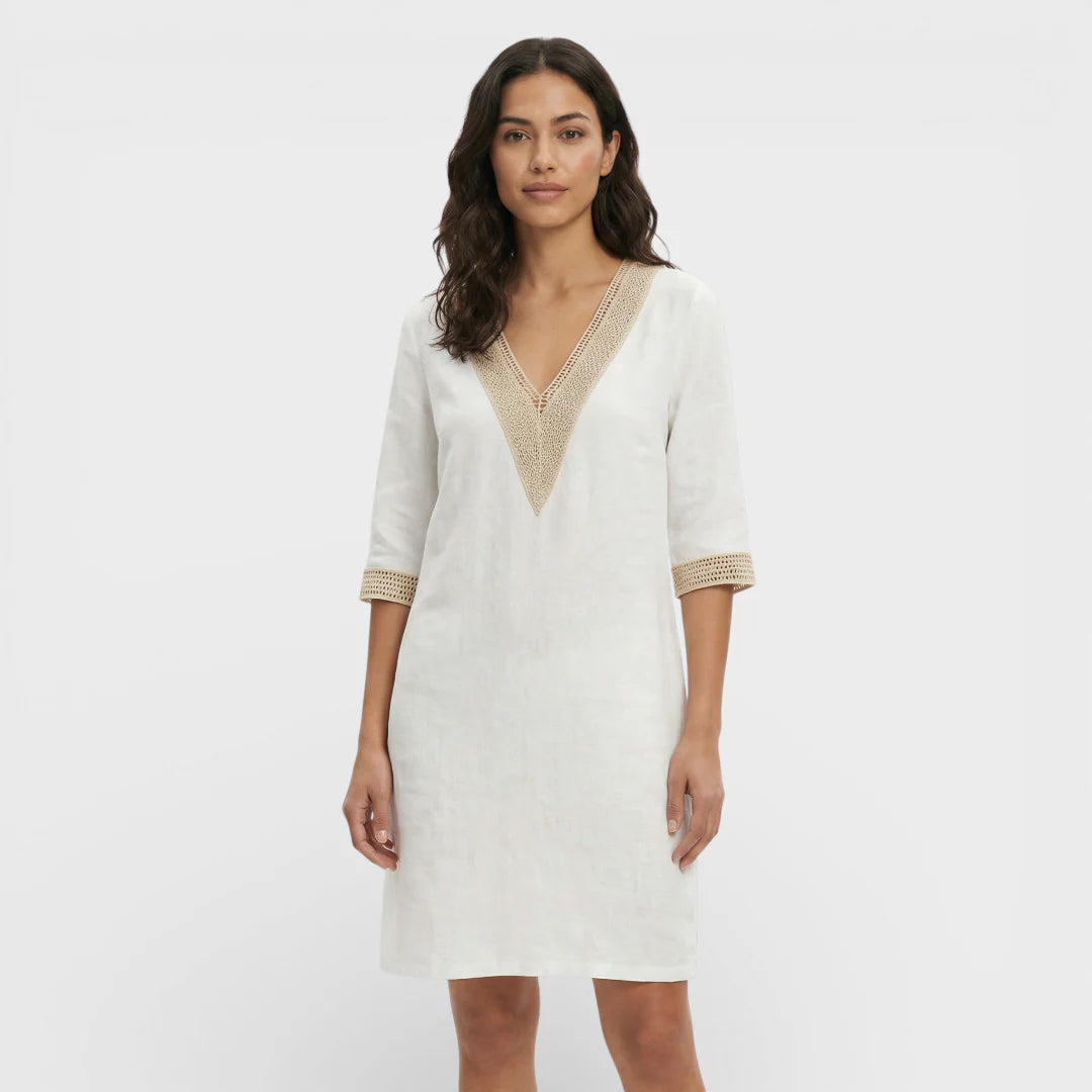 Summer Mini Dress With V Neck And Lace Detail For Women