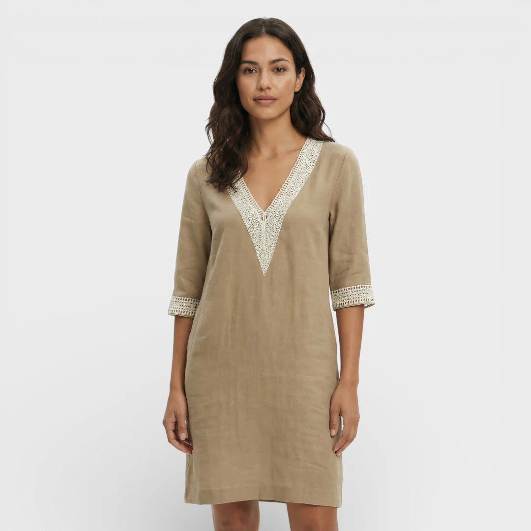 Summer Mini Dress With V Neck And Lace Detail For Women