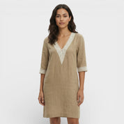 Summer Mini Dress With V Neck And Lace Detail For Women