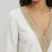Summer Mini Dress With V Neck And Lace Detail For Women