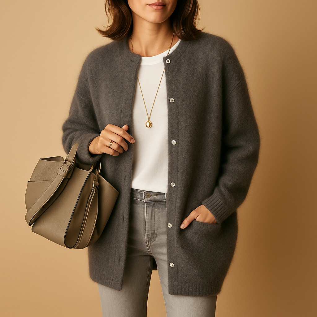 Soft Long Women's Cardigan with Button Closure