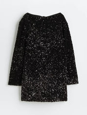 Glitter Chic Women's Mini Cocktail Dress with Open Back and Bow