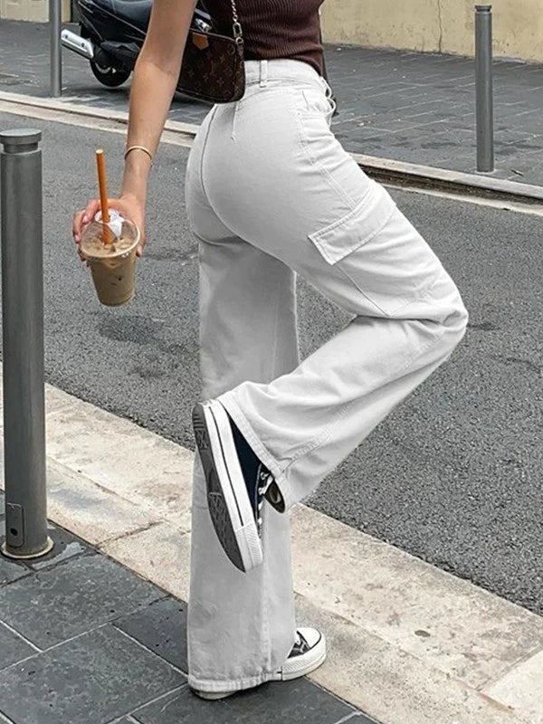 Wide-Leg Cargo Pants for Women with Pockets