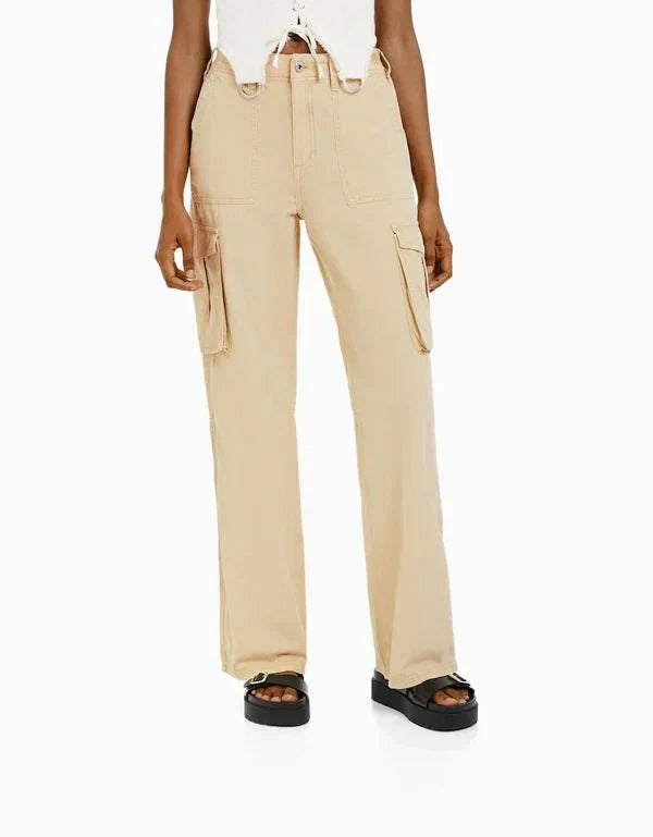 Wide-Leg Cargo Pants for Women with Pockets
