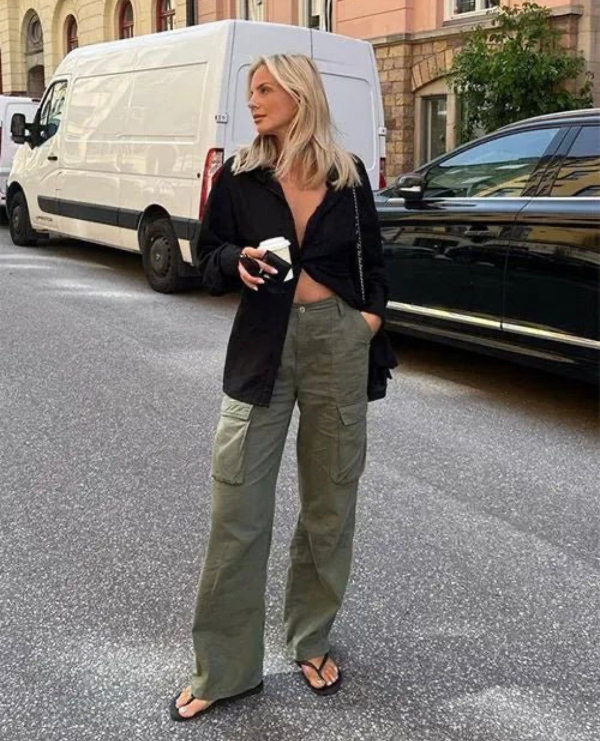 Wide-Leg Cargo Pants for Women with Pockets