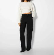 Wide-Leg Cargo Pants for Women with Pockets