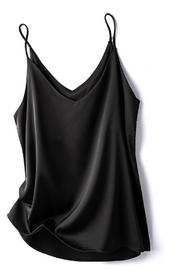 Airy Women's Satin Top with Spaghetti Straps and Waterfall Neckline