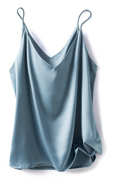 Airy Women's Satin Top with Spaghetti Straps and Waterfall Neckline