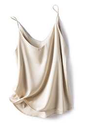 Airy Women's Satin Top with Spaghetti Straps and Waterfall Neckline