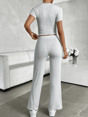 Comfortable Lounge Set for Women with Crop Top and Drawstring Pants