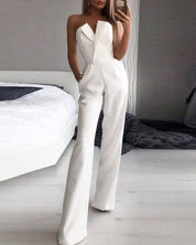 Elegant Strapless Jumpsuit with Wide Legs