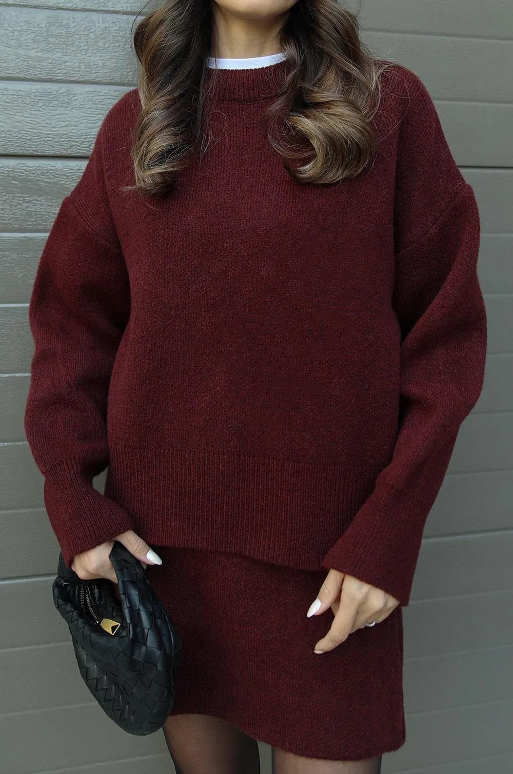Women’s Co-ord Set Knitted with Sweater and Skirt Warm and Soft
