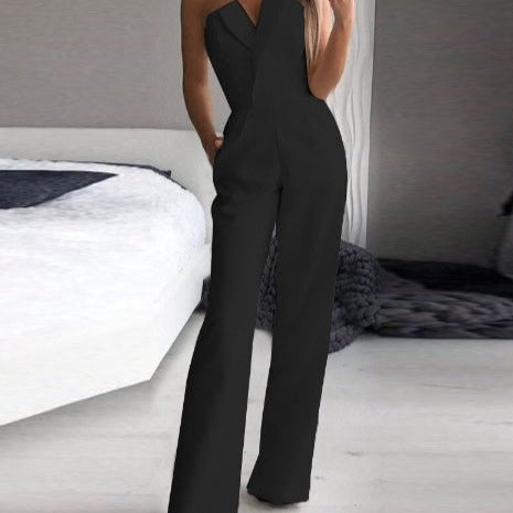 Elegant Strapless Jumpsuit with Wide Legs