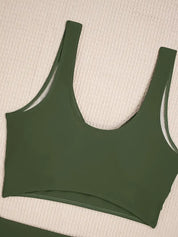 Green Bikini Set for Women with Crop Top and High Waist