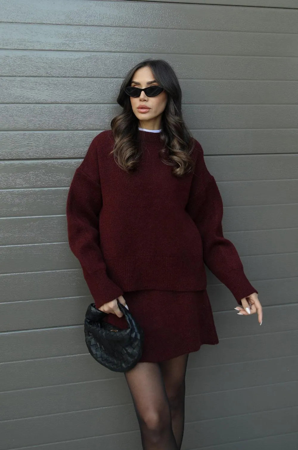 Women’s Co-ord Set Knitted with Sweater and Skirt Warm and Soft