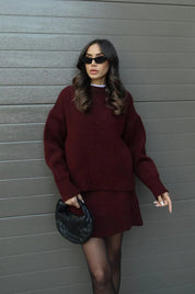 Women’s Co-ord Set Knitted with Sweater and Skirt Warm and Soft