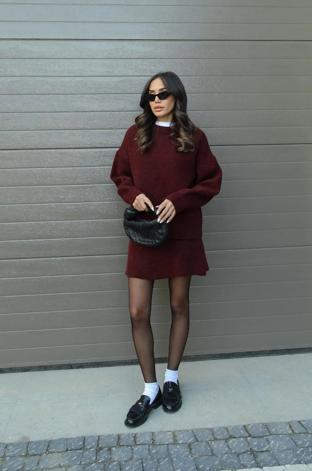 Women’s Co-ord Set Knitted with Sweater and Skirt Warm and Soft