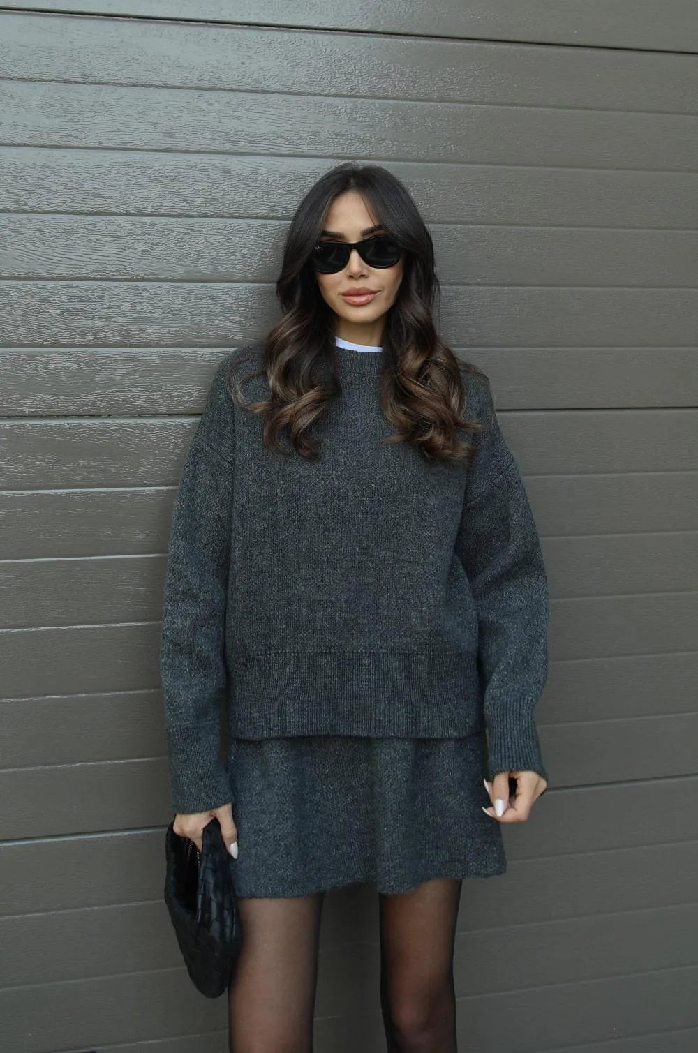 Women’s Co-ord Set Knitted with Sweater and Skirt Warm and Soft
