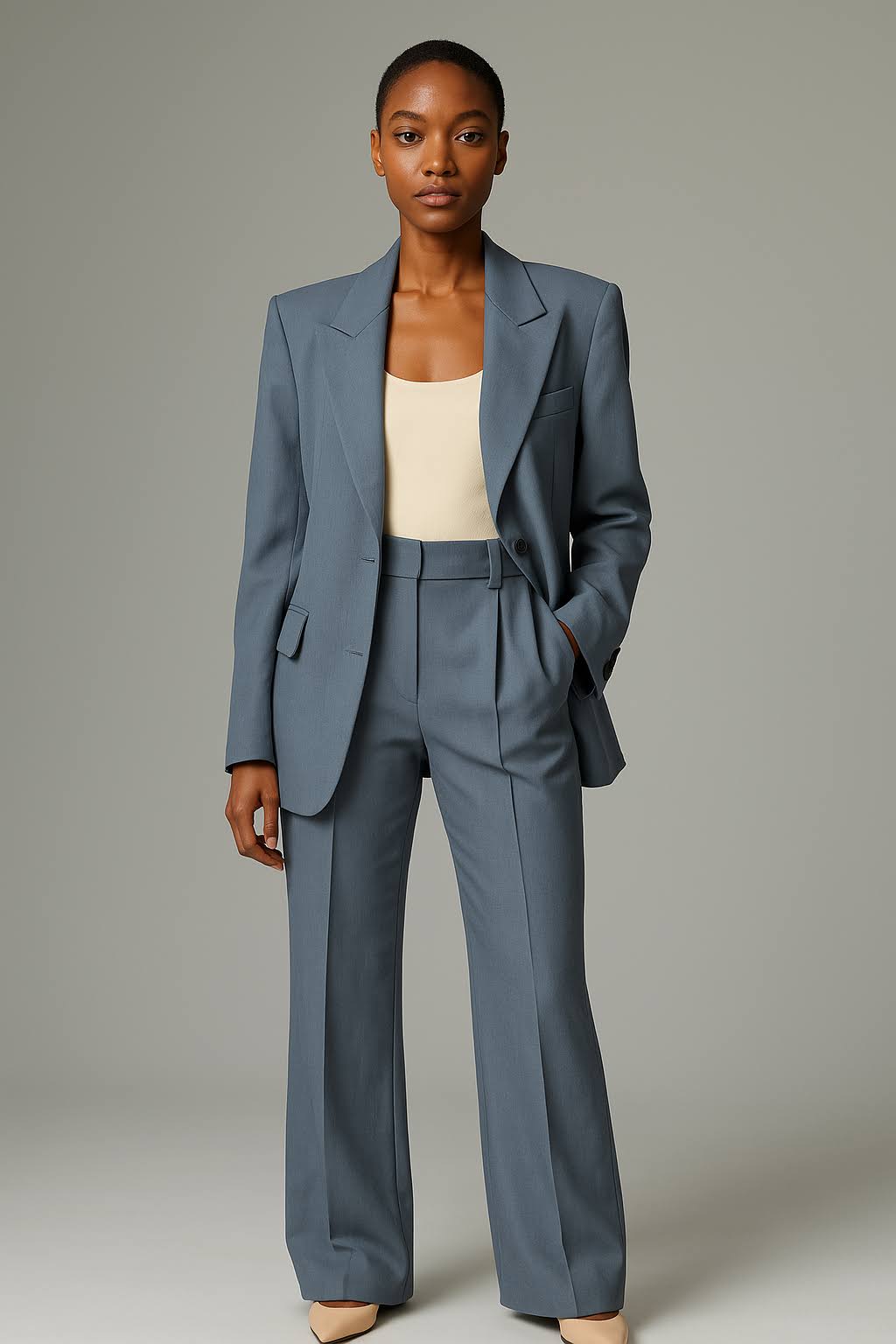 Business Pantsuit for Women with Blazer and Trousers Set
