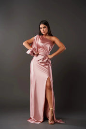 Women's Elegant Gala Maxi Dress with One Shoulder and Split
