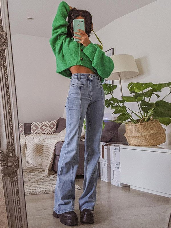 Mirjam - Flared Jeans with Red Star