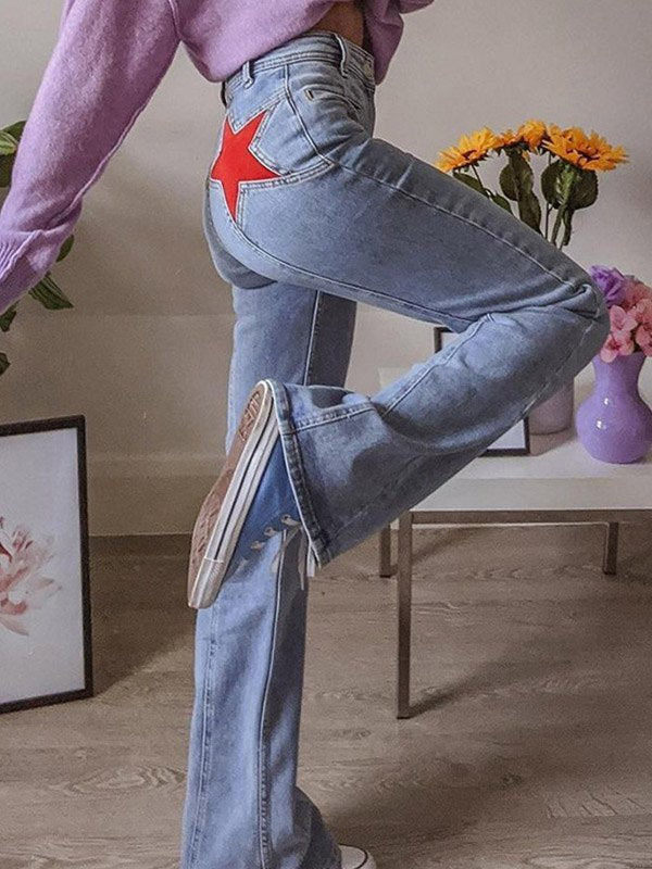 Mirjam - Flared Jeans with Red Star