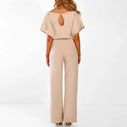Jumpsuit with Short Sleeves and Tie Waist for Women