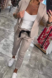 Stylish Two-Piece Blazer Set with Jogger Pants for Women