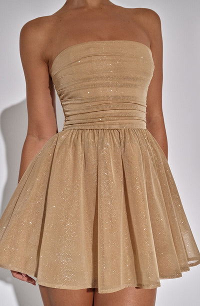 Strapless Glitter Mini Dress with Large Bow Cocktail Party for Women