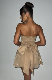 Strapless Glitter Mini Dress with Large Bow Cocktail Party for Women