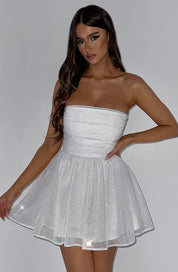 Strapless Glitter Mini Dress with Large Bow Cocktail Party for Women