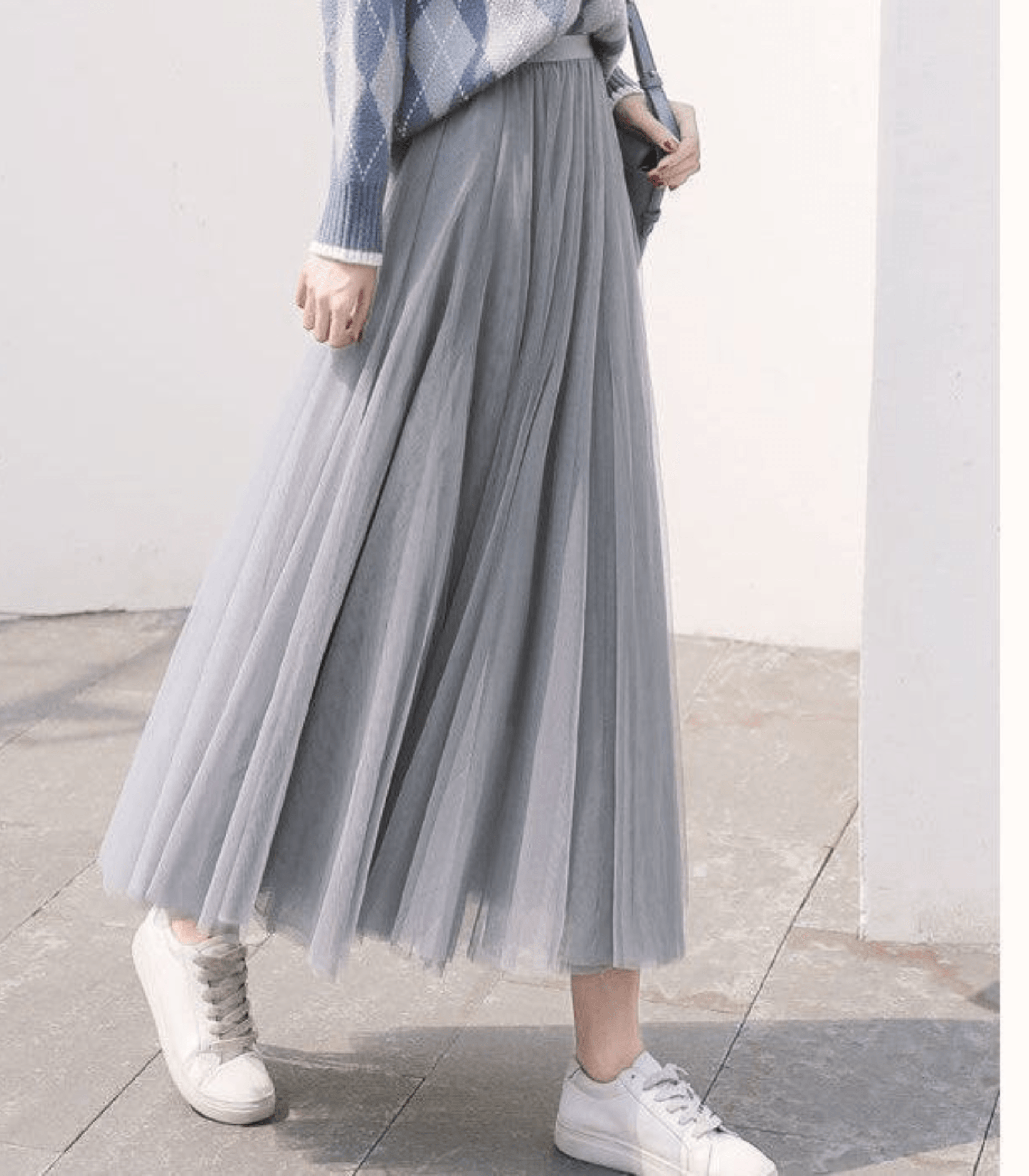 Romantic Elegant Maxi Skirt with Pleats and Soft Tulle