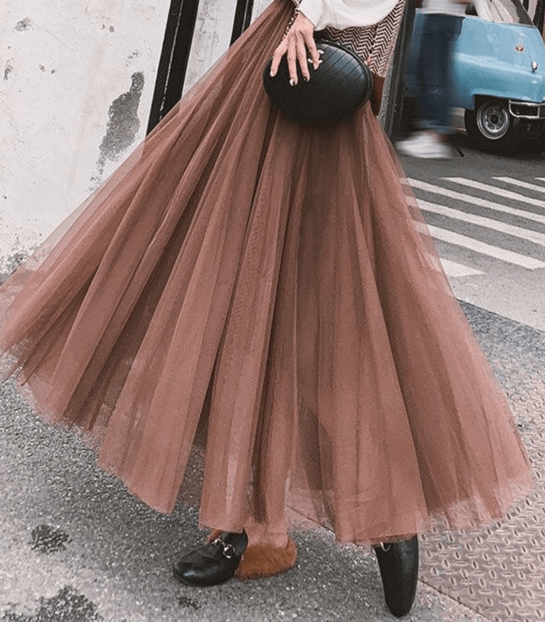 Romantic Elegant Maxi Skirt with Pleats and Soft Tulle