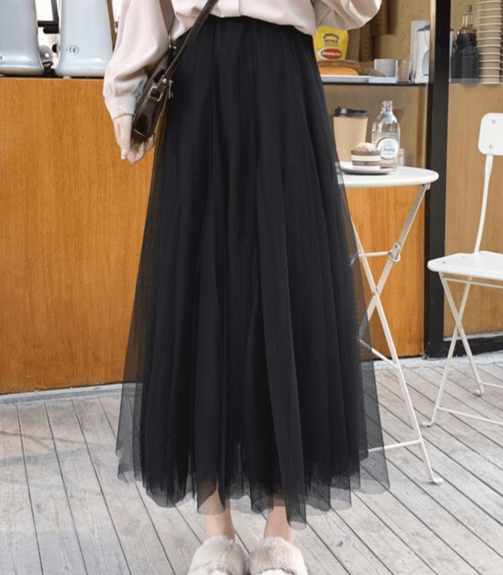 Romantic Elegant Maxi Skirt with Pleats and Soft Tulle