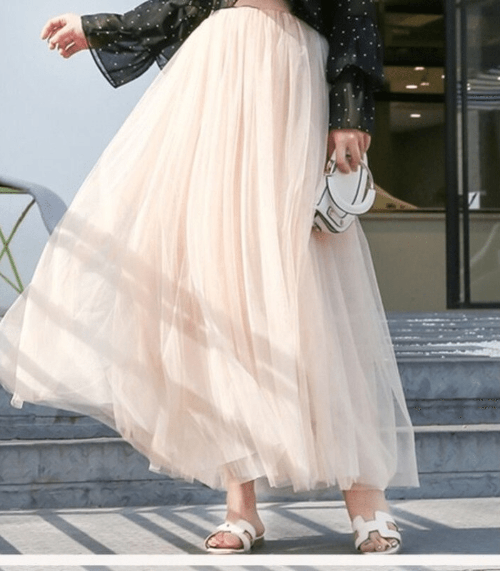 Romantic Elegant Maxi Skirt with Pleats and Soft Tulle