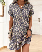 Mini Summer Dress for Women V-Neck Print