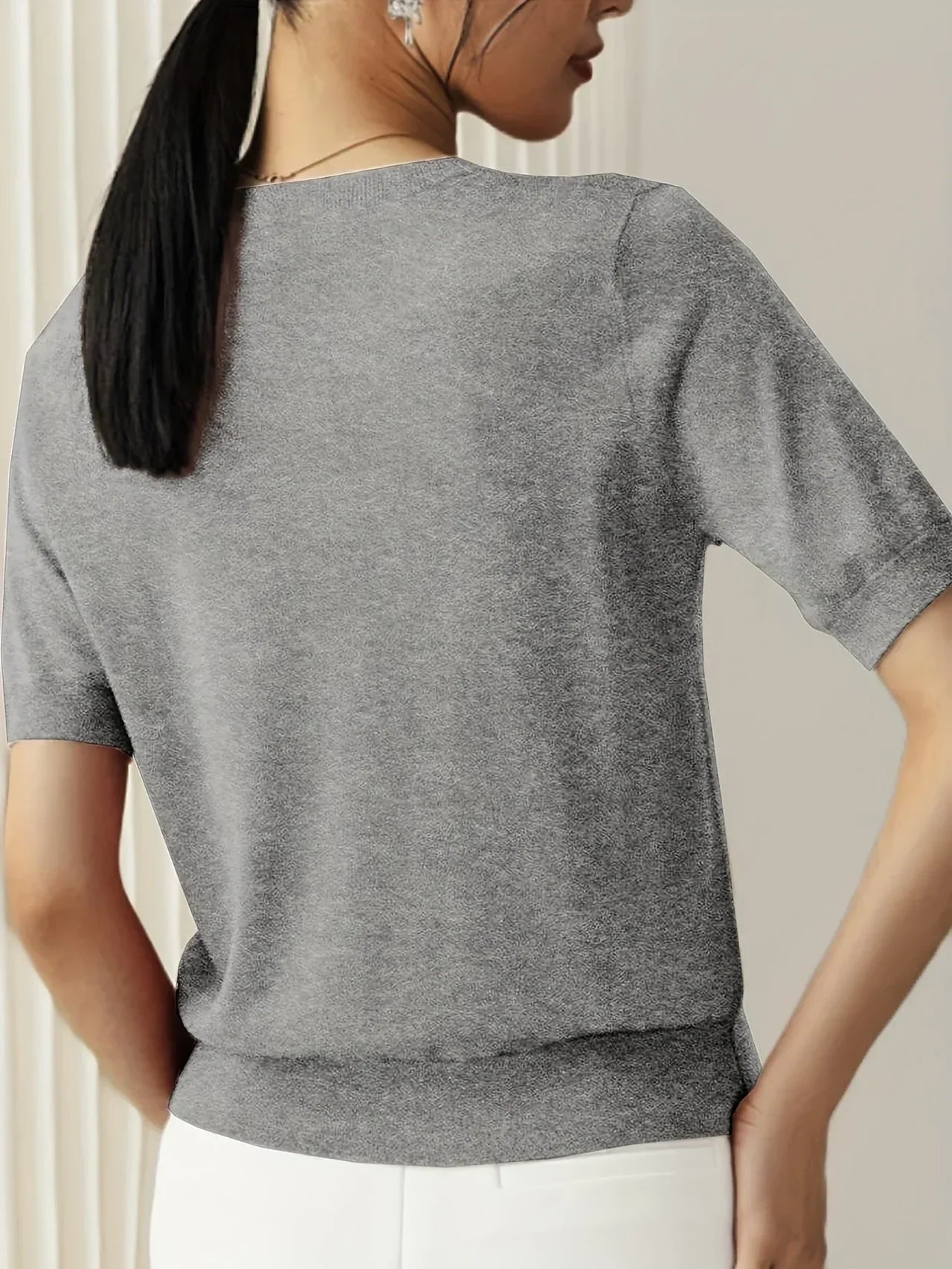 Knitted Short Sleeve Top for Women