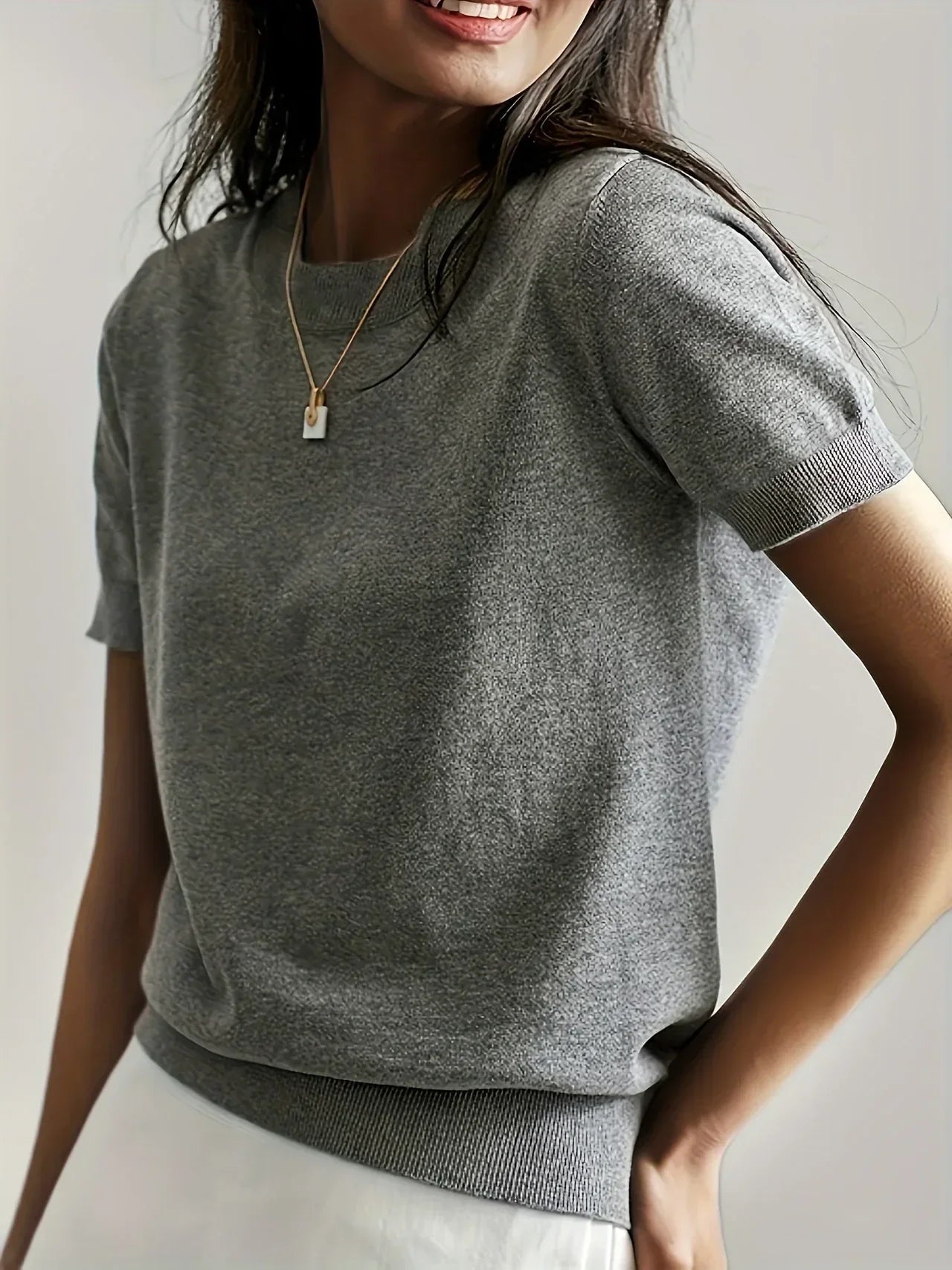 Knitted Short Sleeve Top for Women