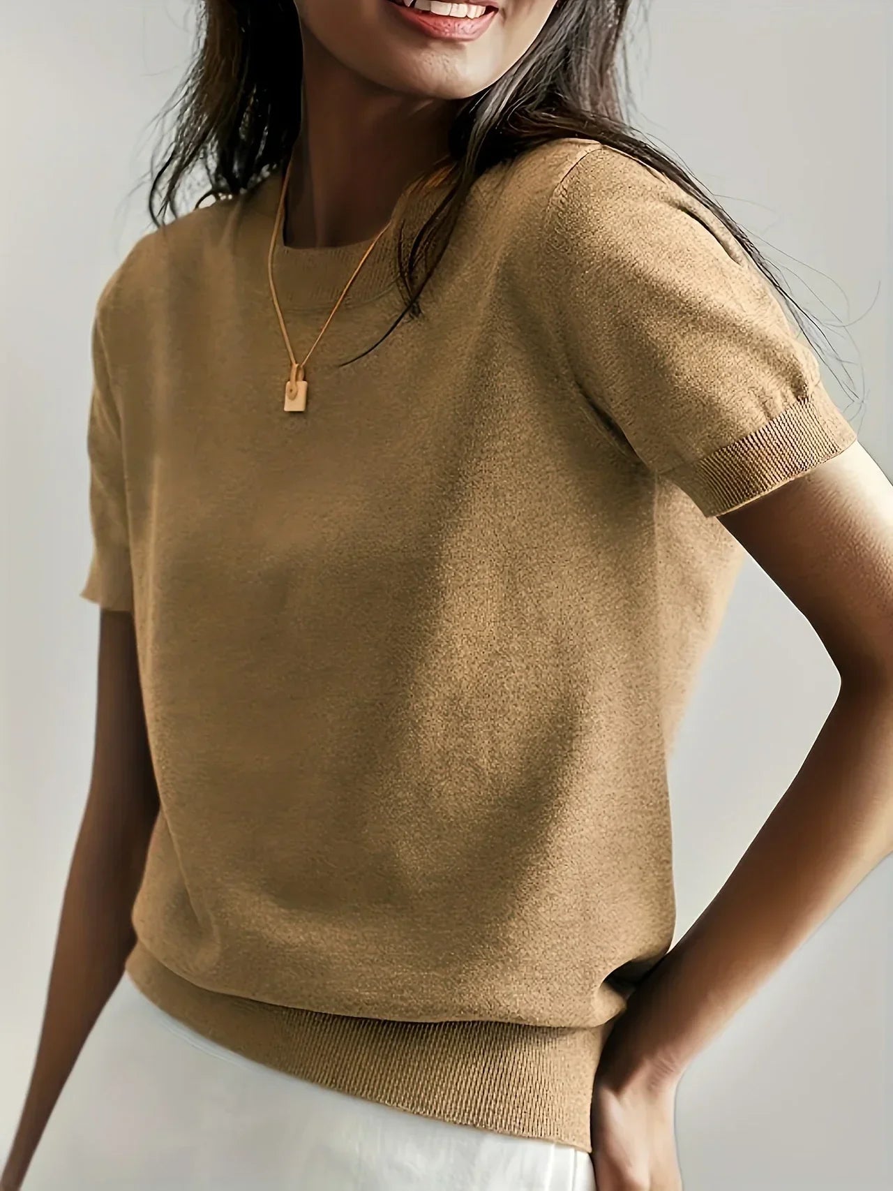 Knitted Short Sleeve Top for Women