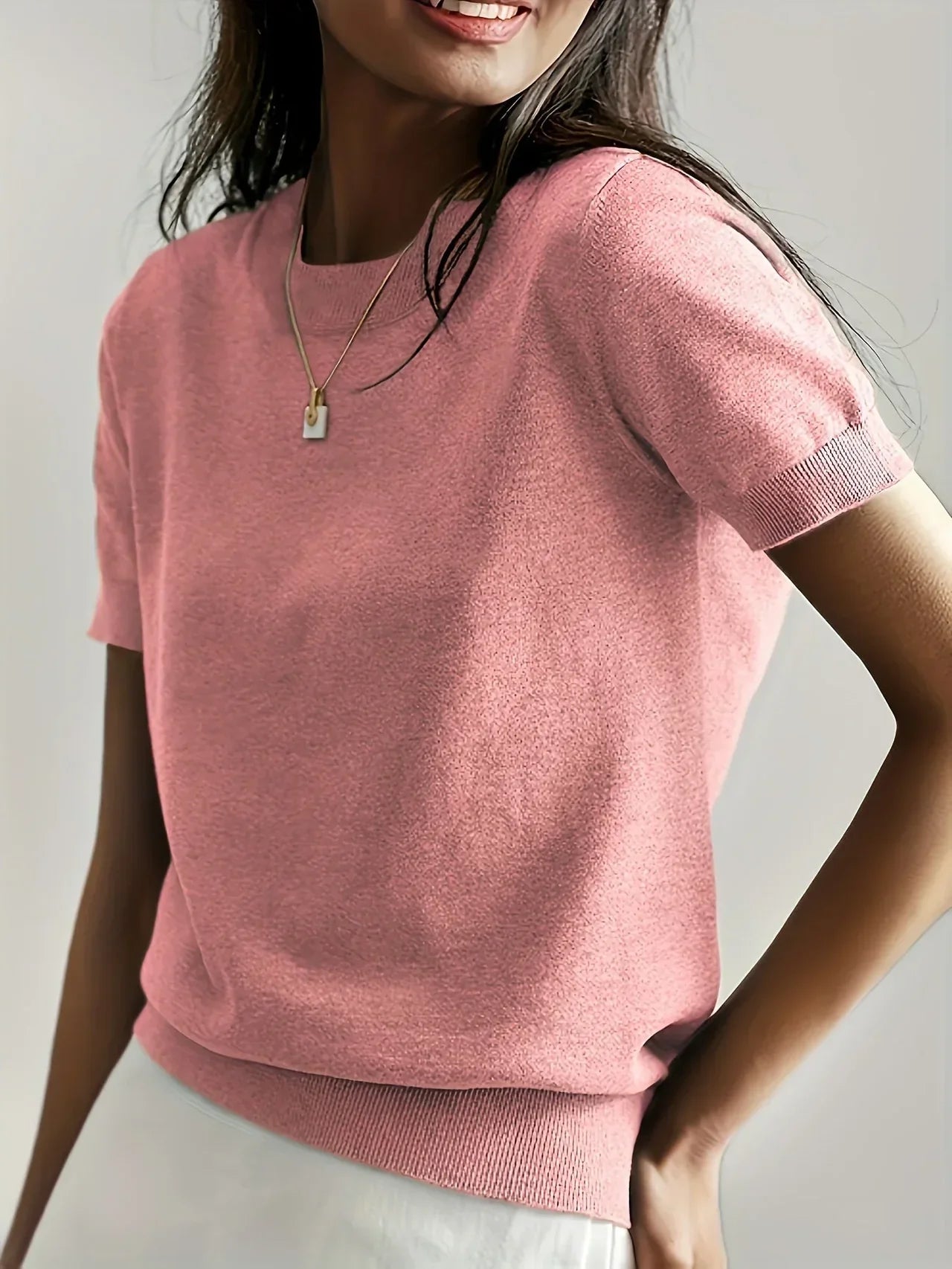 Knitted Short Sleeve Top for Women