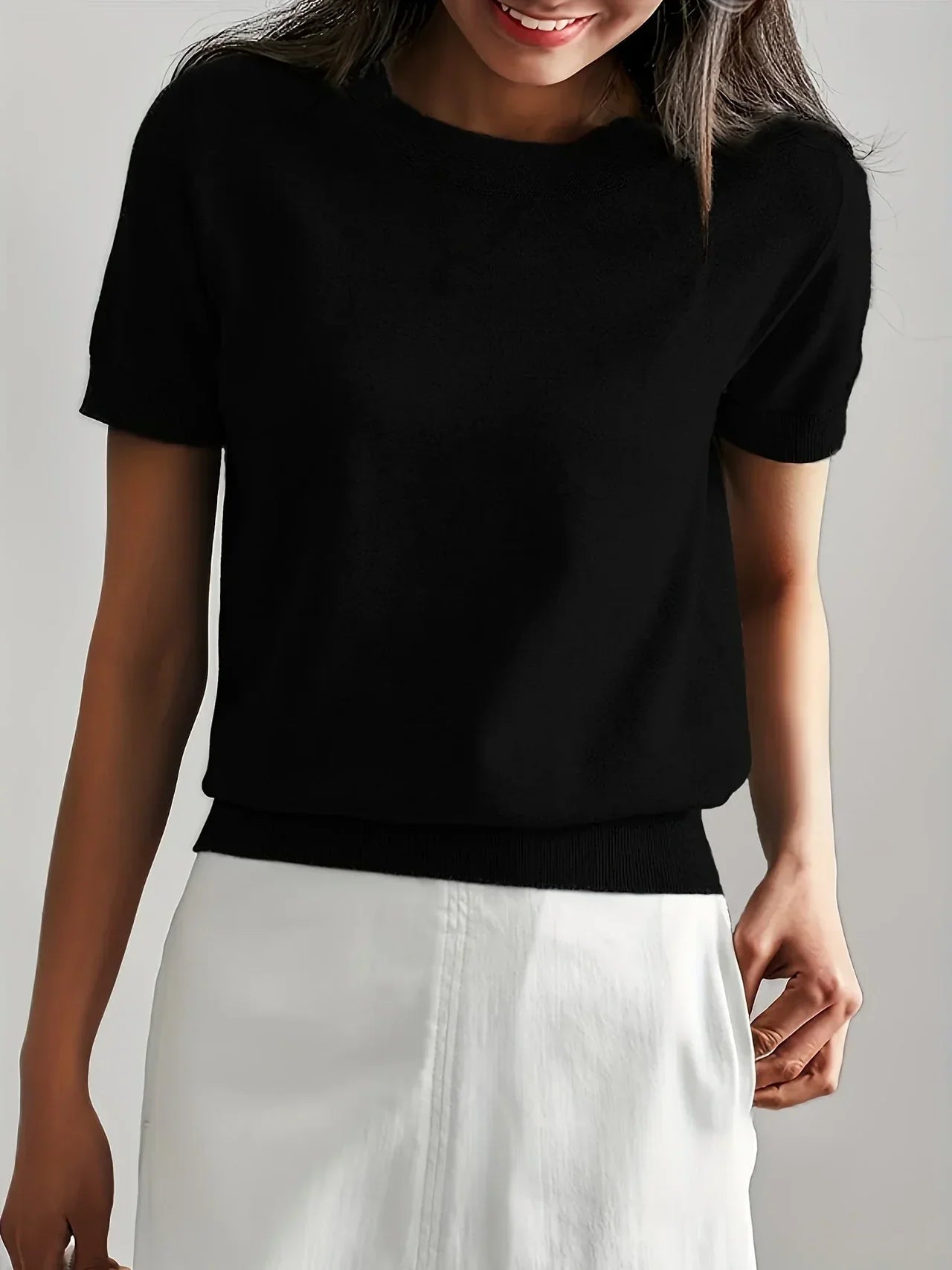 Knitted Short Sleeve Top for Women